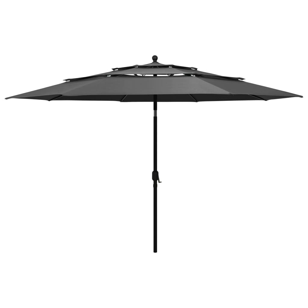 vidaXL 3-poziomowy parasol na aluminiowym słupku, antracytowy, 3,5 m
