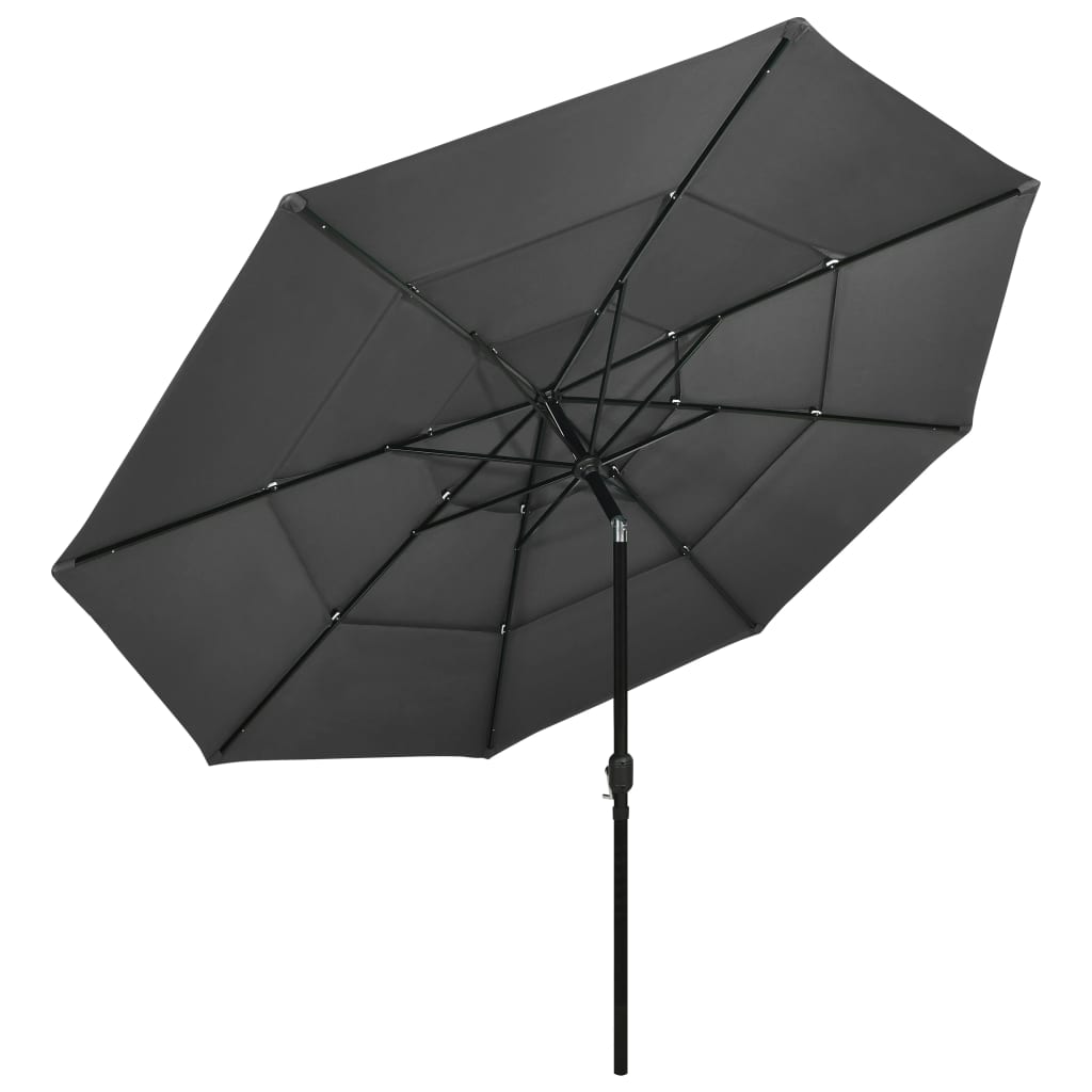 vidaXL 3-poziomowy parasol na aluminiowym słupku, antracytowy, 3,5 m