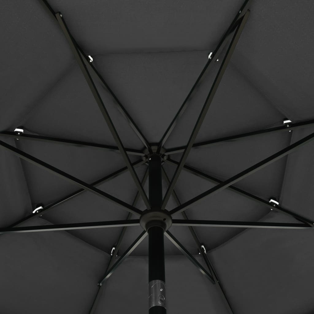 vidaXL 3-poziomowy parasol na aluminiowym słupku, antracytowy, 3,5 m