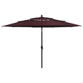 vidaXL 3-poziomowy parasol na aluminiowym słupku, bordowy, 3,5 m