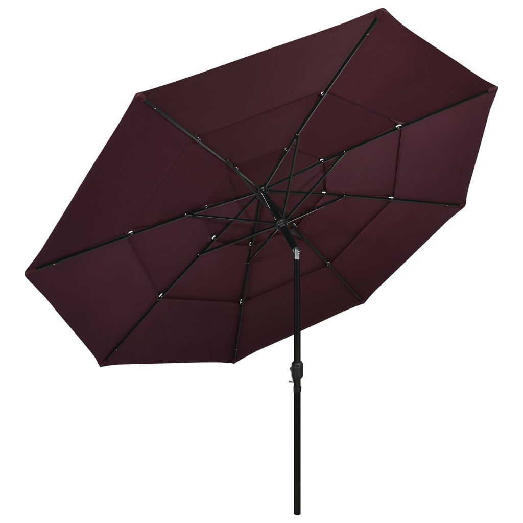vidaXL 3-poziomowy parasol na aluminiowym słupku, bordowy, 3,5 m