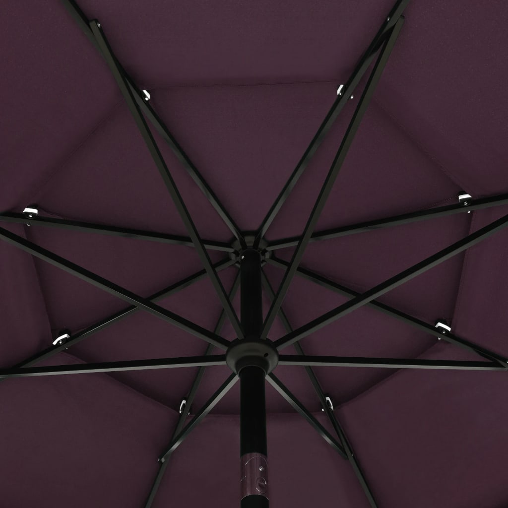 vidaXL 3-poziomowy parasol na aluminiowym słupku, bordowy, 3,5 m