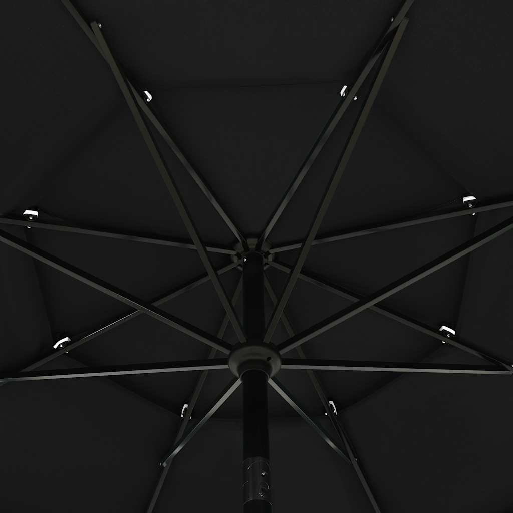 vidaXL 3-poziomowy parasol na aluminiowym słupku, czarny, 3,5 m