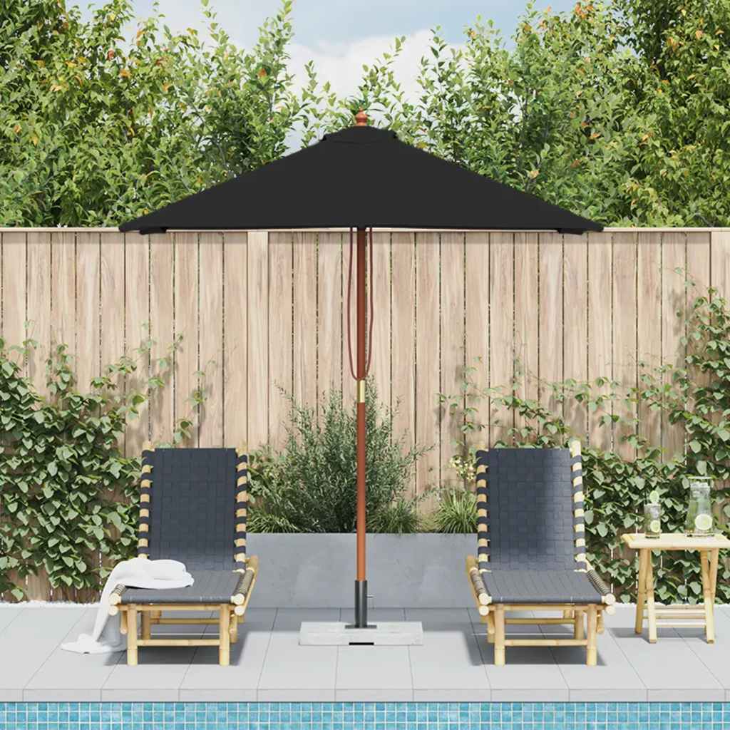 vidaXL Parasol ogrodowy na drewnianym słupku, czarny, 150x200 cm