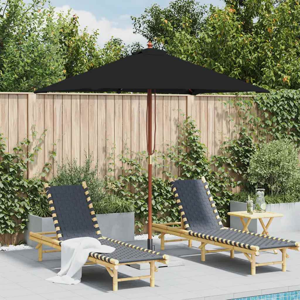 vidaXL Parasol ogrodowy na drewnianym słupku, czarny, 150x200 cm