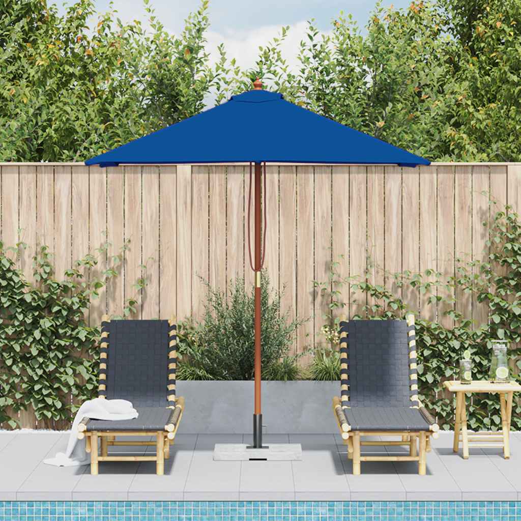 vidaXL Parasol ogrodowy na drewnianym słupku, niebieski, 150x200 cm