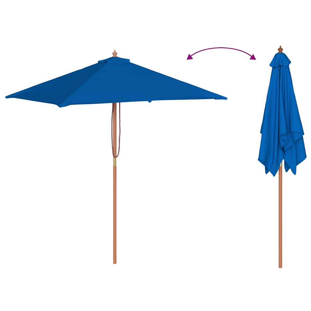 vidaXL Parasol ogrodowy na drewnianym słupku, niebieski, 150x200 cm