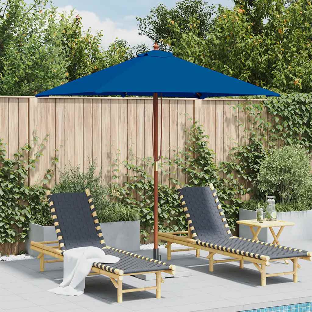 vidaXL Parasol ogrodowy na drewnianym słupku, niebieski, 150x200 cm
