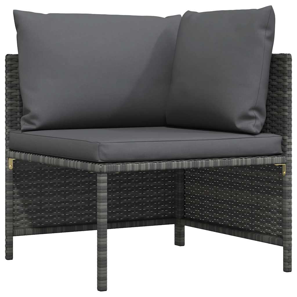vidaXL Narożna sofa modułowa z poduszką, szara, polirattan