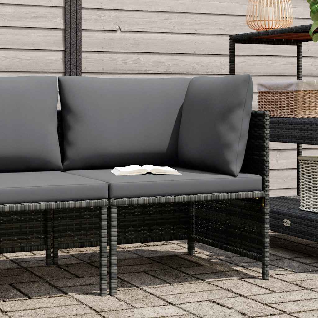 vidaXL Narożna sofa modułowa z poduszką, szara, polirattan