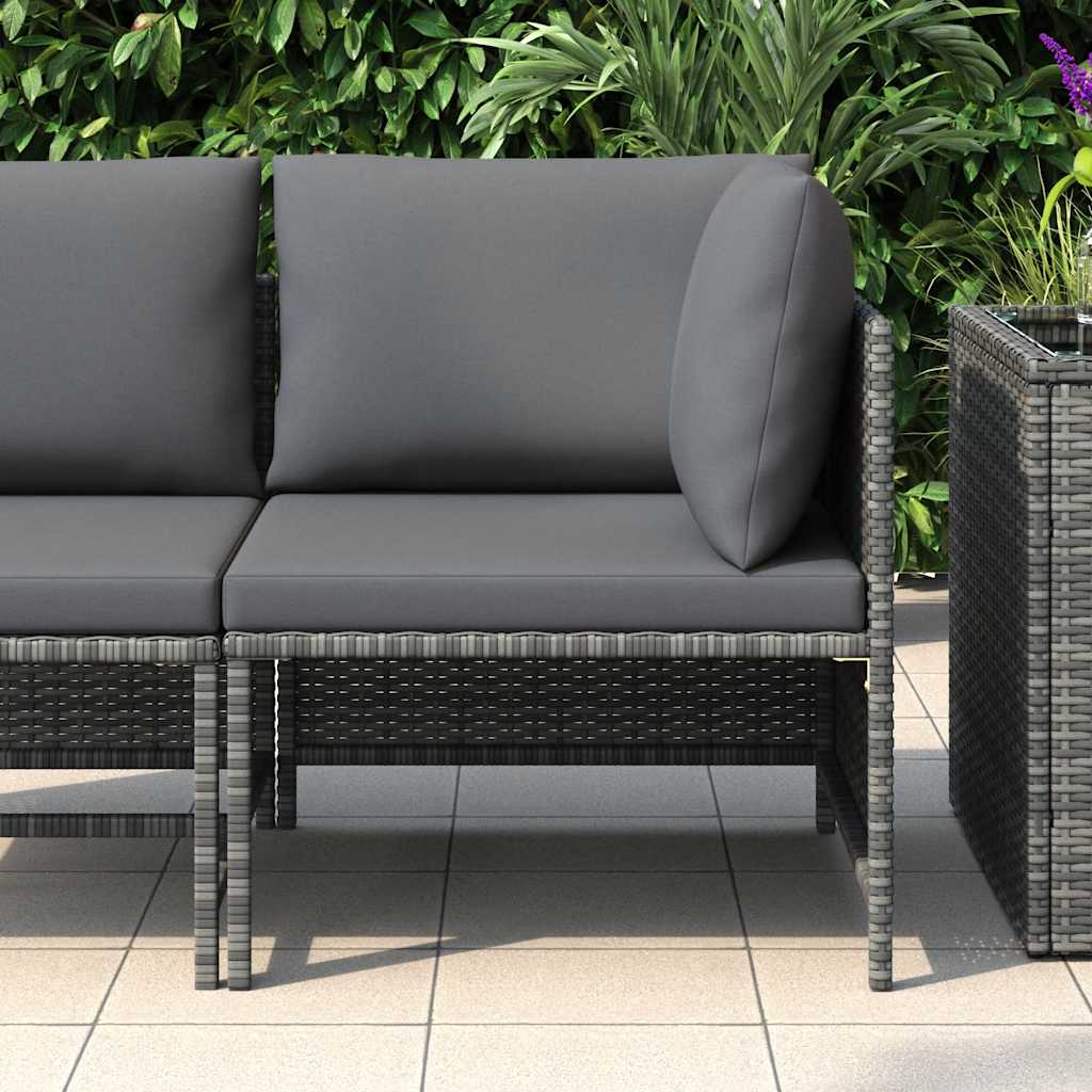 vidaXL Narożna sofa modułowa z poduszką, szara, polirattan