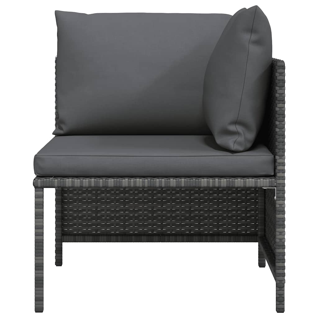 vidaXL Narożna sofa modułowa z poduszką, szara, polirattan