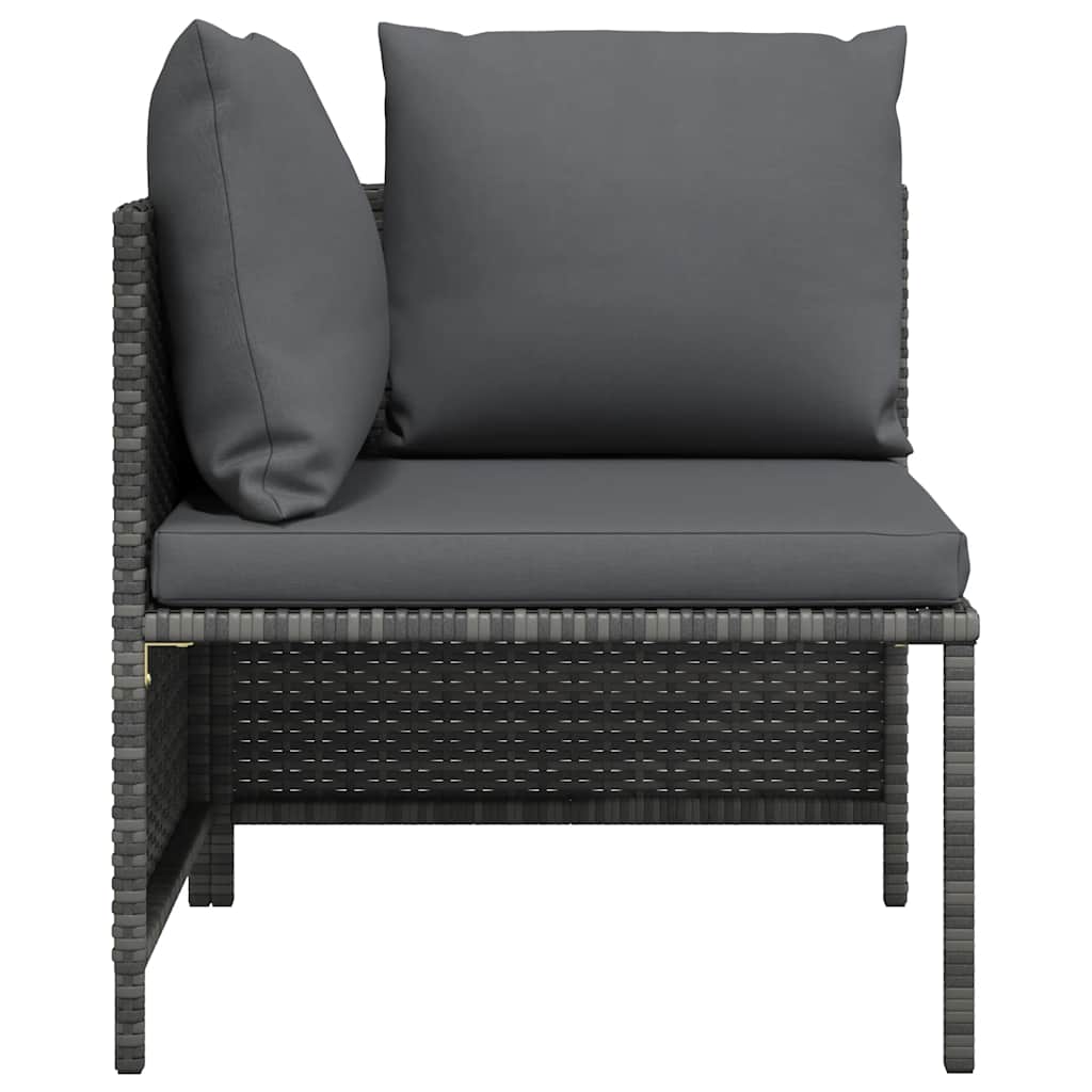 vidaXL Narożna sofa modułowa z poduszką, szara, polirattan
