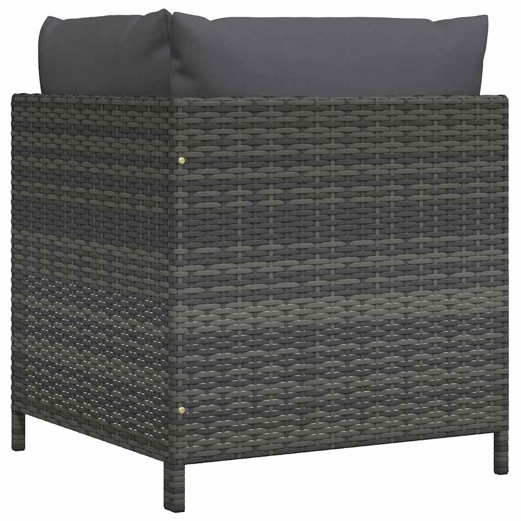 vidaXL Narożna sofa modułowa z poduszką, szara, polirattan