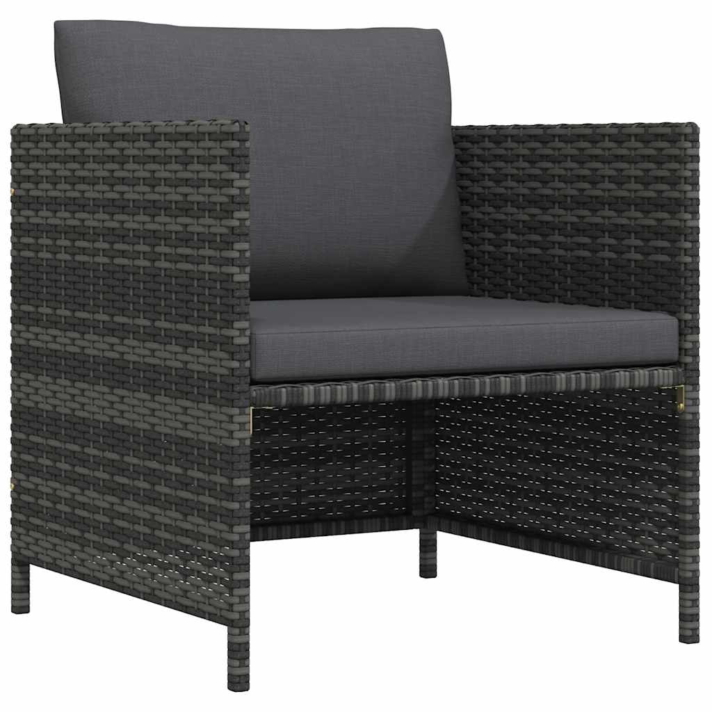 vidaXL Sofa ogrodowa z poduszkami, szara, polirattanowa