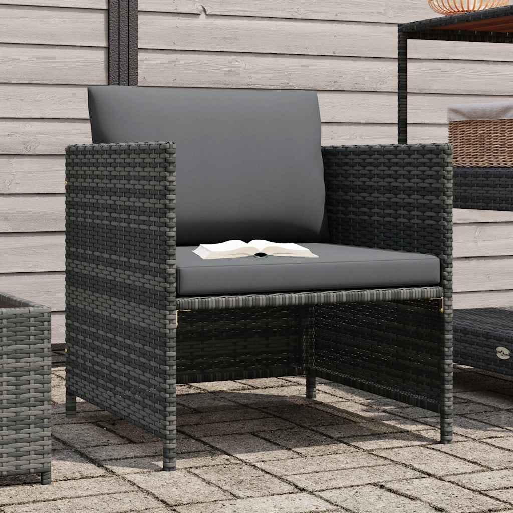 vidaXL Sofa ogrodowa z poduszkami, szara, polirattanowa