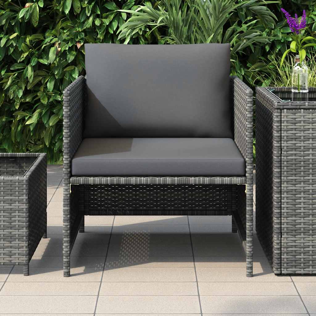 vidaXL Sofa ogrodowa z poduszkami, szara, polirattanowa