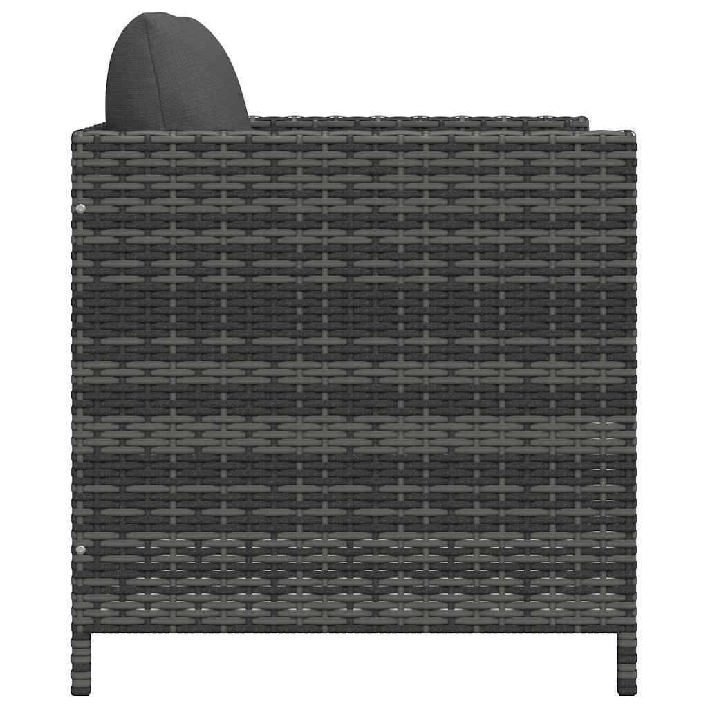 vidaXL Sofa ogrodowa z poduszkami, szara, polirattanowa
