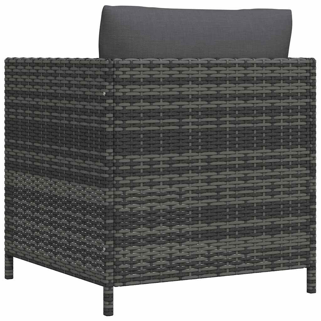 vidaXL Sofa ogrodowa z poduszkami, szara, polirattanowa