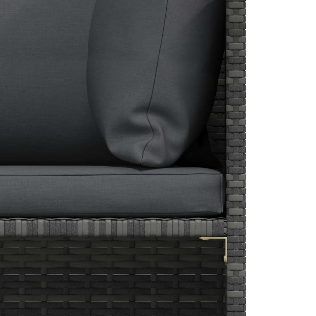 vidaXL Sofa ogrodowa z poduszkami, szara, polirattanowa