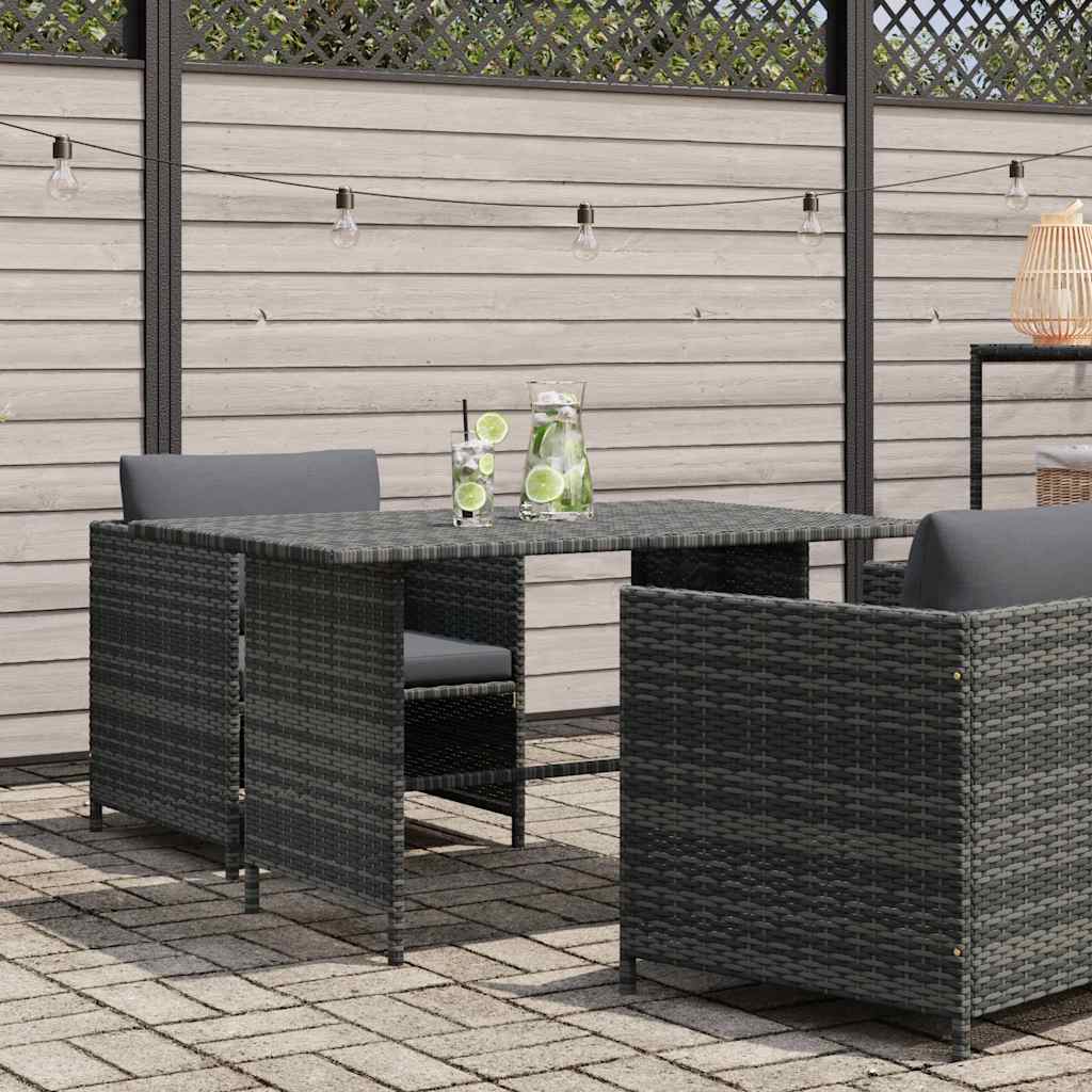 vidaXL Stół ogrodowy, jadalniany, szary, 110x70x65 cm, rattan PE