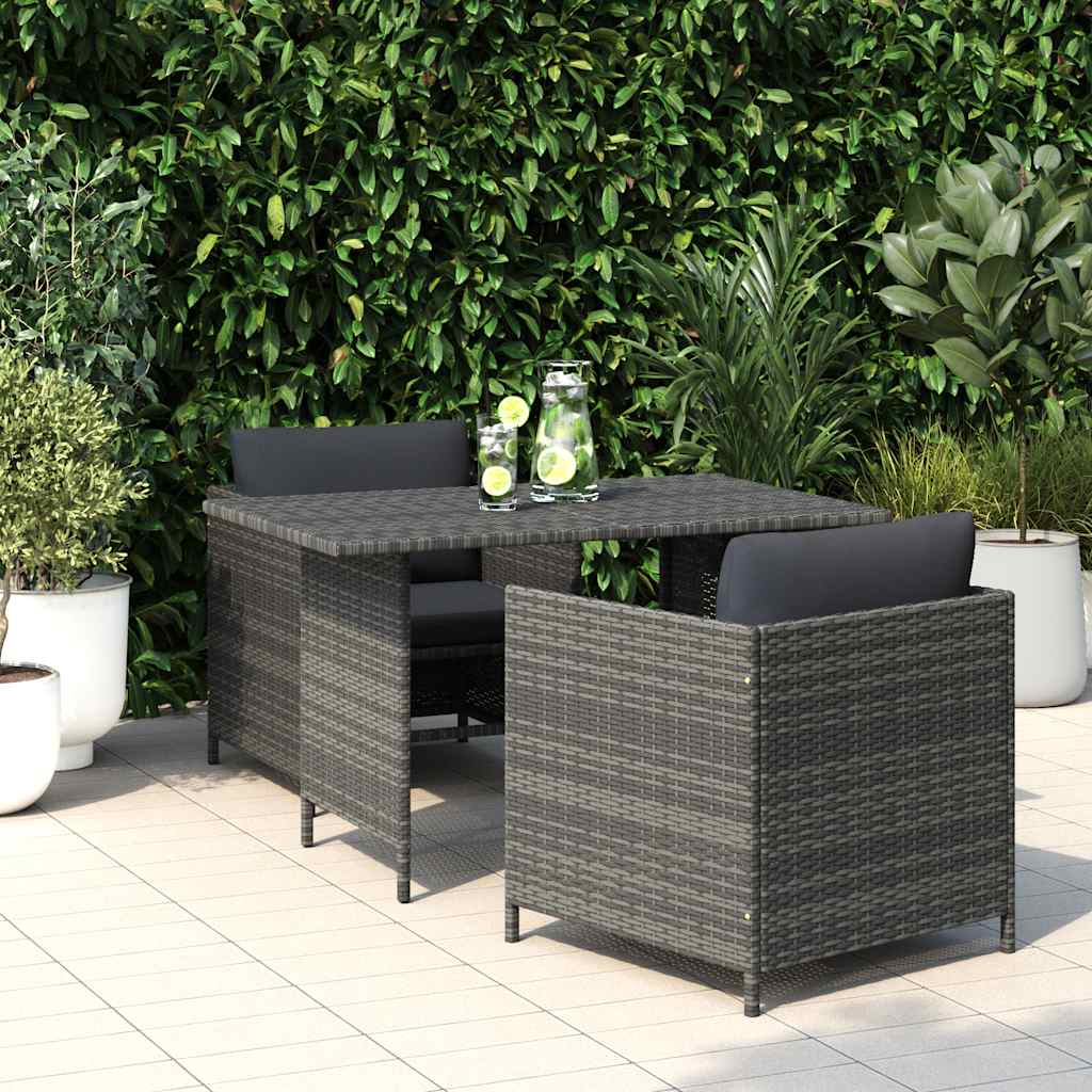 vidaXL Stół ogrodowy, jadalniany, szary, 110x70x65 cm, rattan PE
