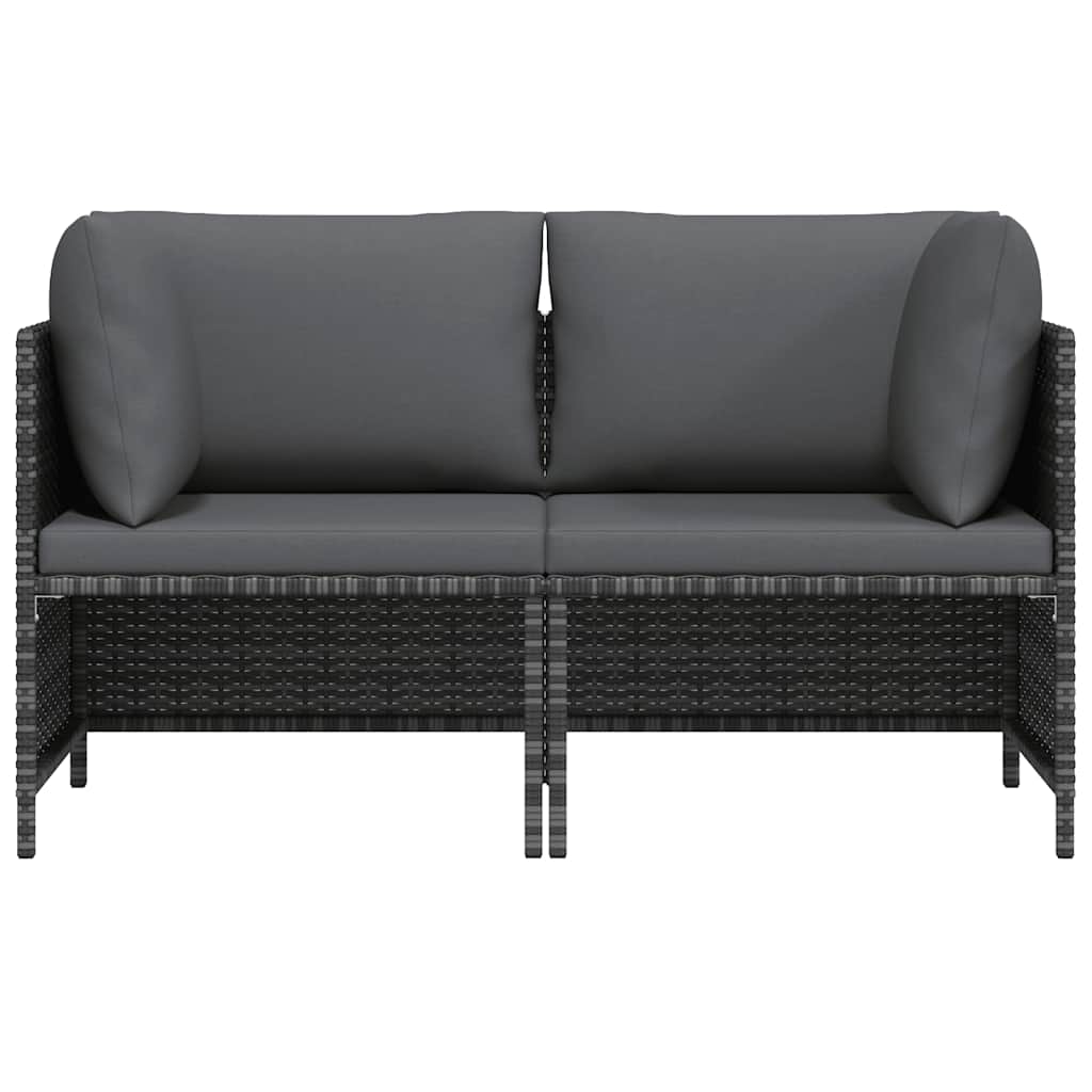 vidaXL 2-osobowa sofa ogrodowa z poduszkami, polirattan, szara