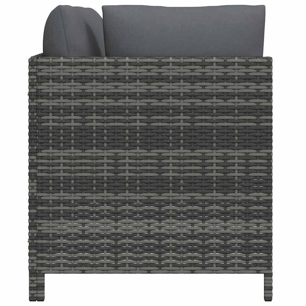 vidaXL 2-osobowa sofa ogrodowa z poduszkami, polirattan, szara