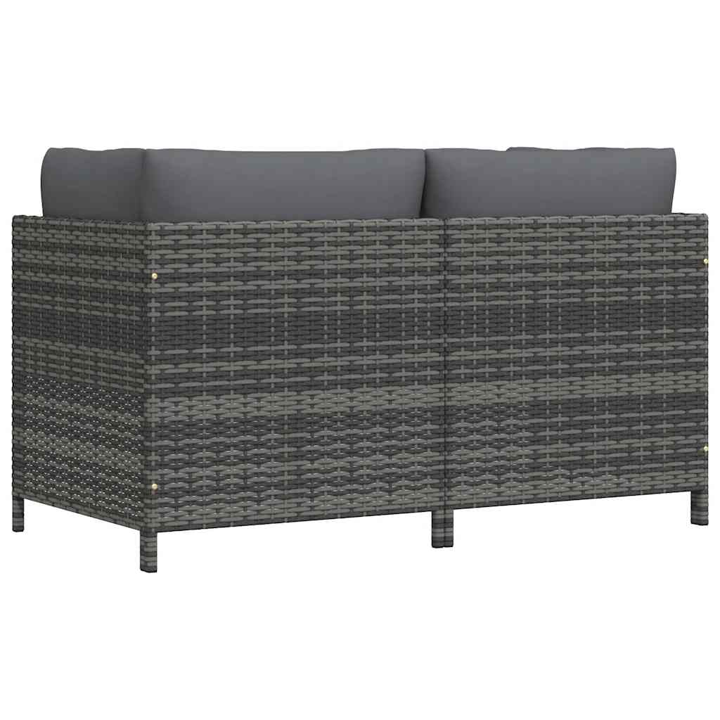 vidaXL 2-osobowa sofa ogrodowa z poduszkami, polirattan, szara