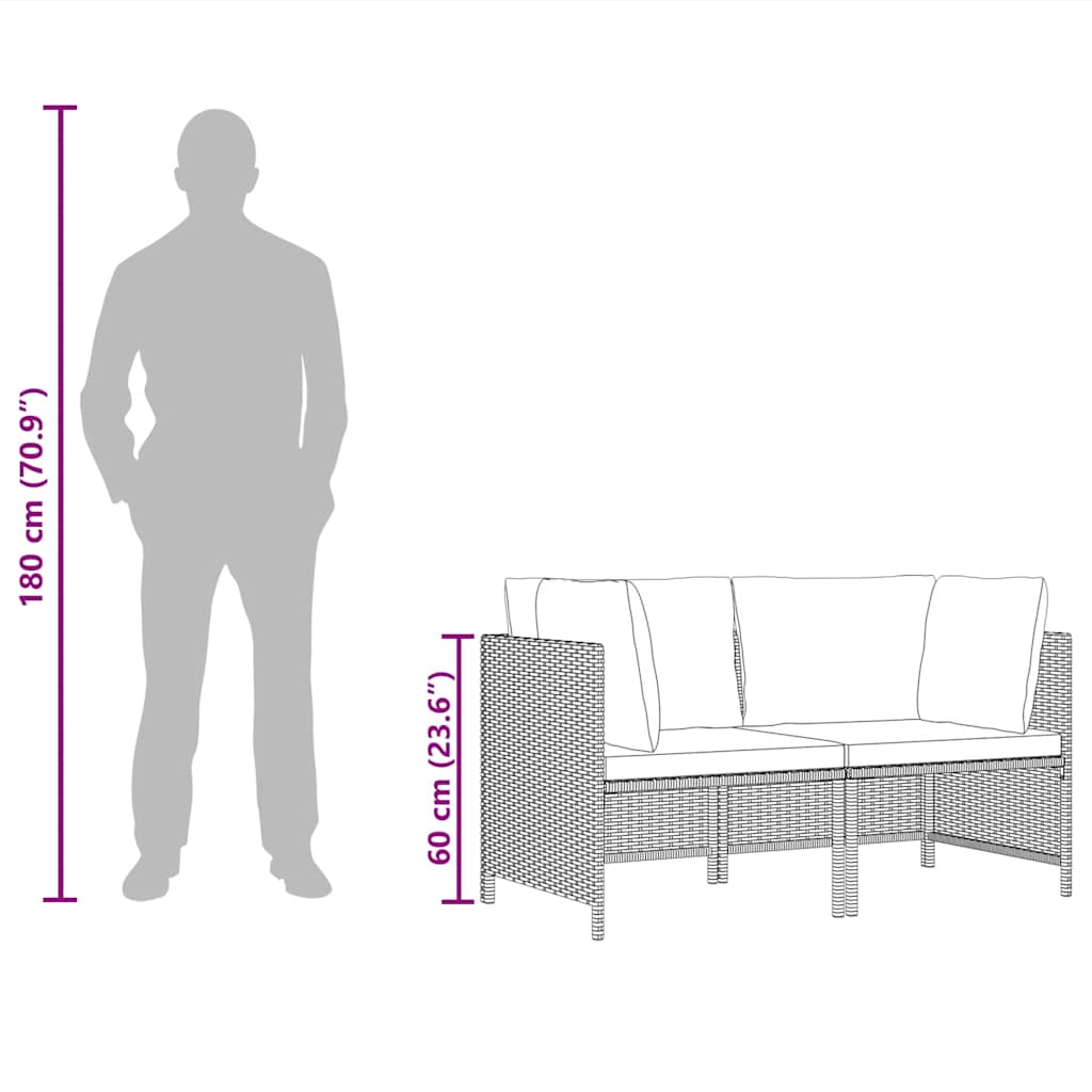 vidaXL 2-osobowa sofa ogrodowa z poduszkami, polirattan, szara