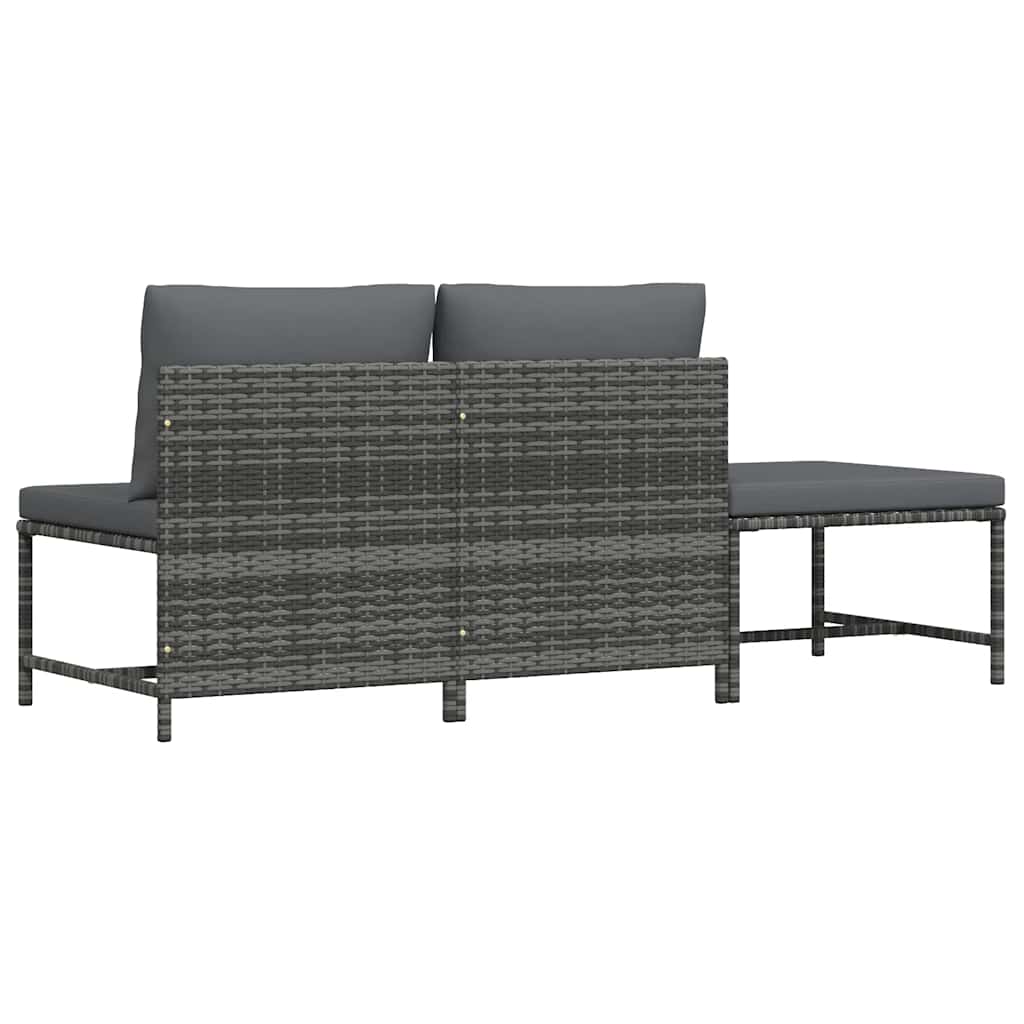 vidaXL 3-częściowa sofa do ogrodu, z poduszkami, szara, polirattanowa