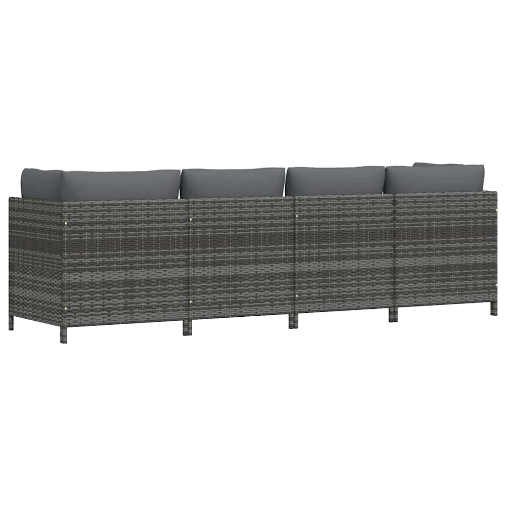 vidaXL 4-osobowa sofa ogrodowa z poduszkami, polirattan, szara
