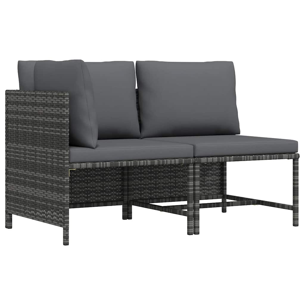 vidaXL 2-częściowa sofa ogrodowa z poduszkami, szara, polirattan