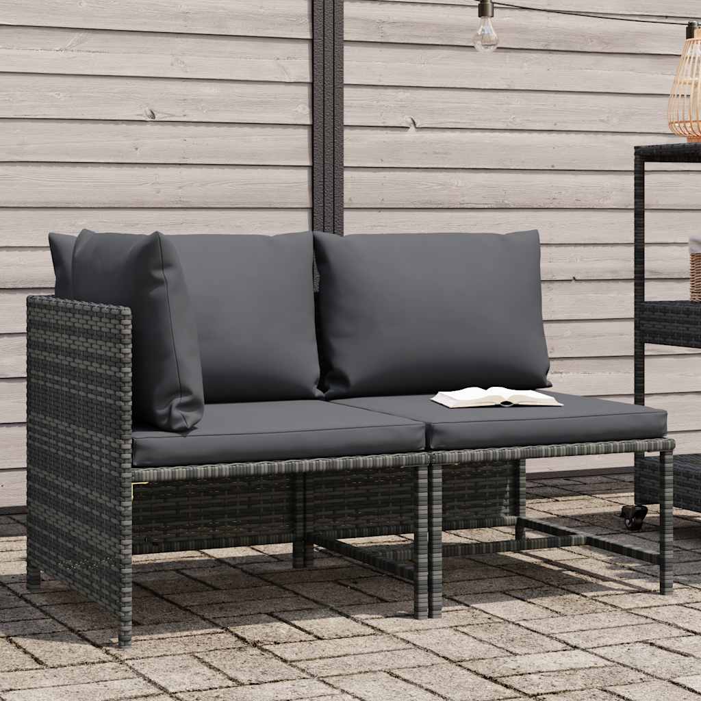 vidaXL 2-częściowa sofa ogrodowa z poduszkami, szara, polirattan