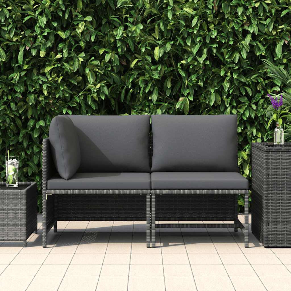 vidaXL 2-częściowa sofa ogrodowa z poduszkami, szara, polirattan