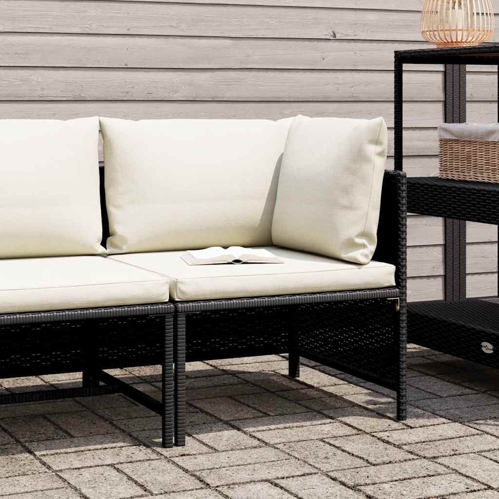 vidaXL Narożna sofa modułowa z poduszką, polirattan, czarna