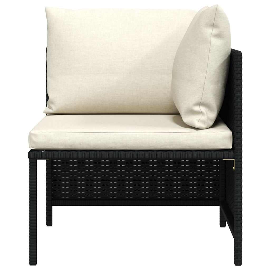 vidaXL Narożna sofa modułowa z poduszką, polirattan, czarna
