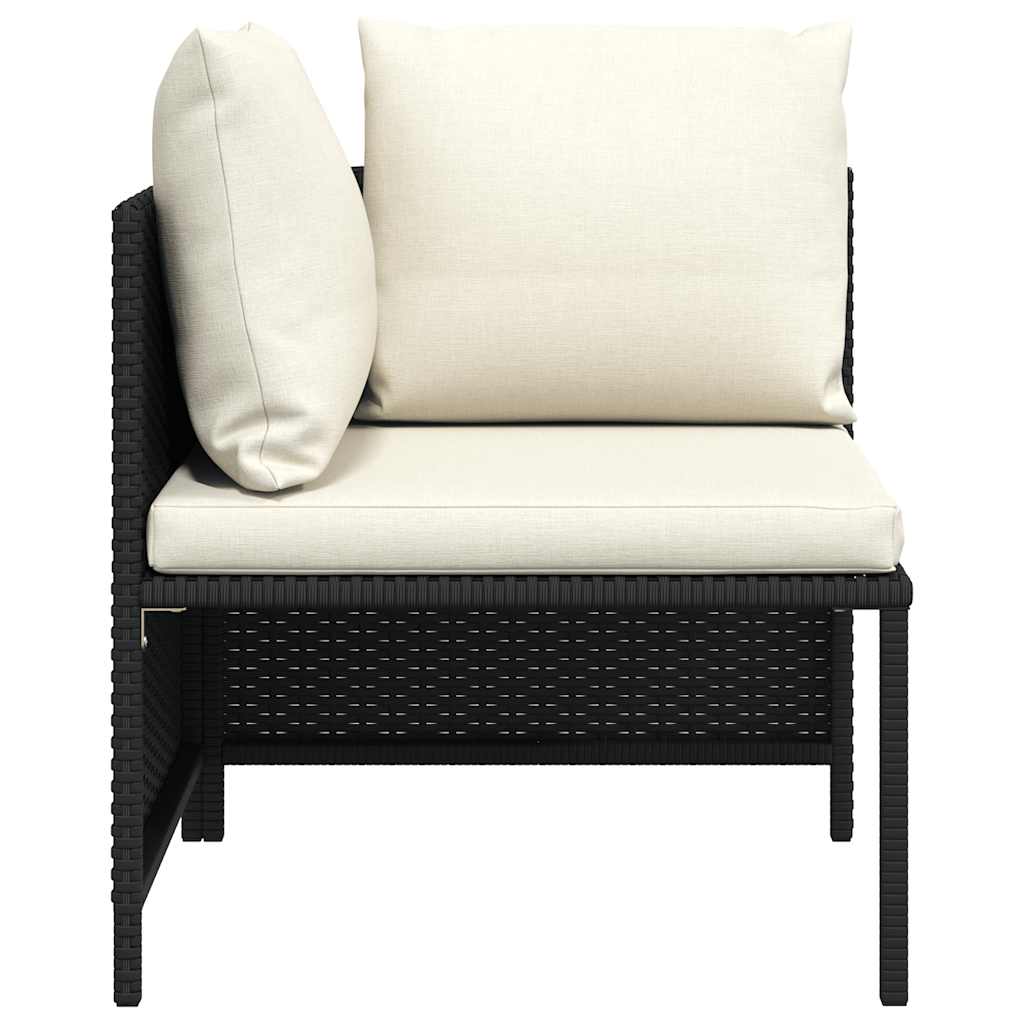 vidaXL Narożna sofa modułowa z poduszką, polirattan, czarna