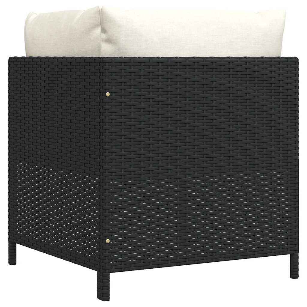 vidaXL Narożna sofa modułowa z poduszką, polirattan, czarna