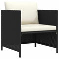 vidaXL Fotel ogrodowy z poduszkami, rattan PE, czarny