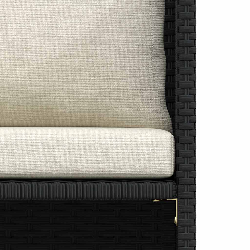 vidaXL Fotel ogrodowy z poduszkami, rattan PE, czarny
