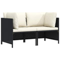 vidaXL 2-osobowa sofa ogrodowa z poduszkami, polirattan, czarna