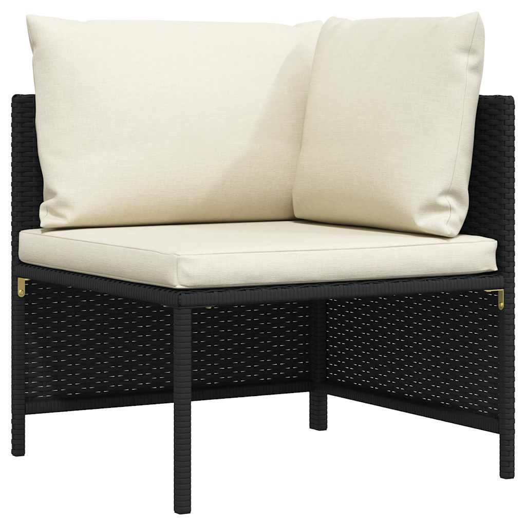 vidaXL 3-osobowa sofa ogrodowa z poduszkami, polirattan, czarna