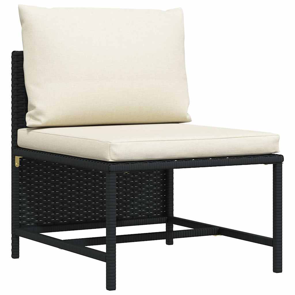 vidaXL 3-osobowa sofa ogrodowa z poduszkami, polirattan, czarna