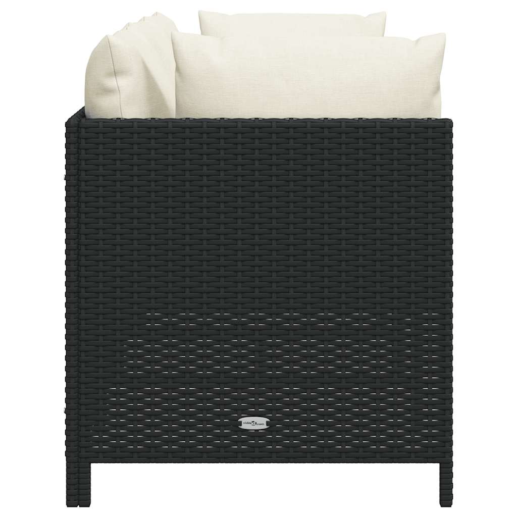 vidaXL 3-osobowa sofa ogrodowa z poduszkami, polirattan, czarna