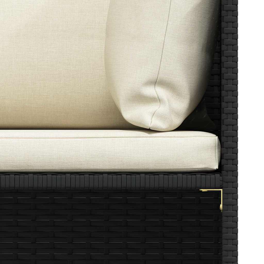 vidaXL 3-osobowa sofa ogrodowa z poduszkami, polirattan, czarna