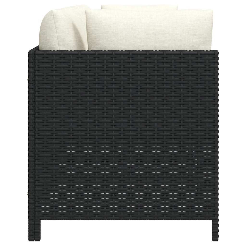 vidaXL 4-osobowa sofa ogrodowa z poduszkami, polirattan, czarna