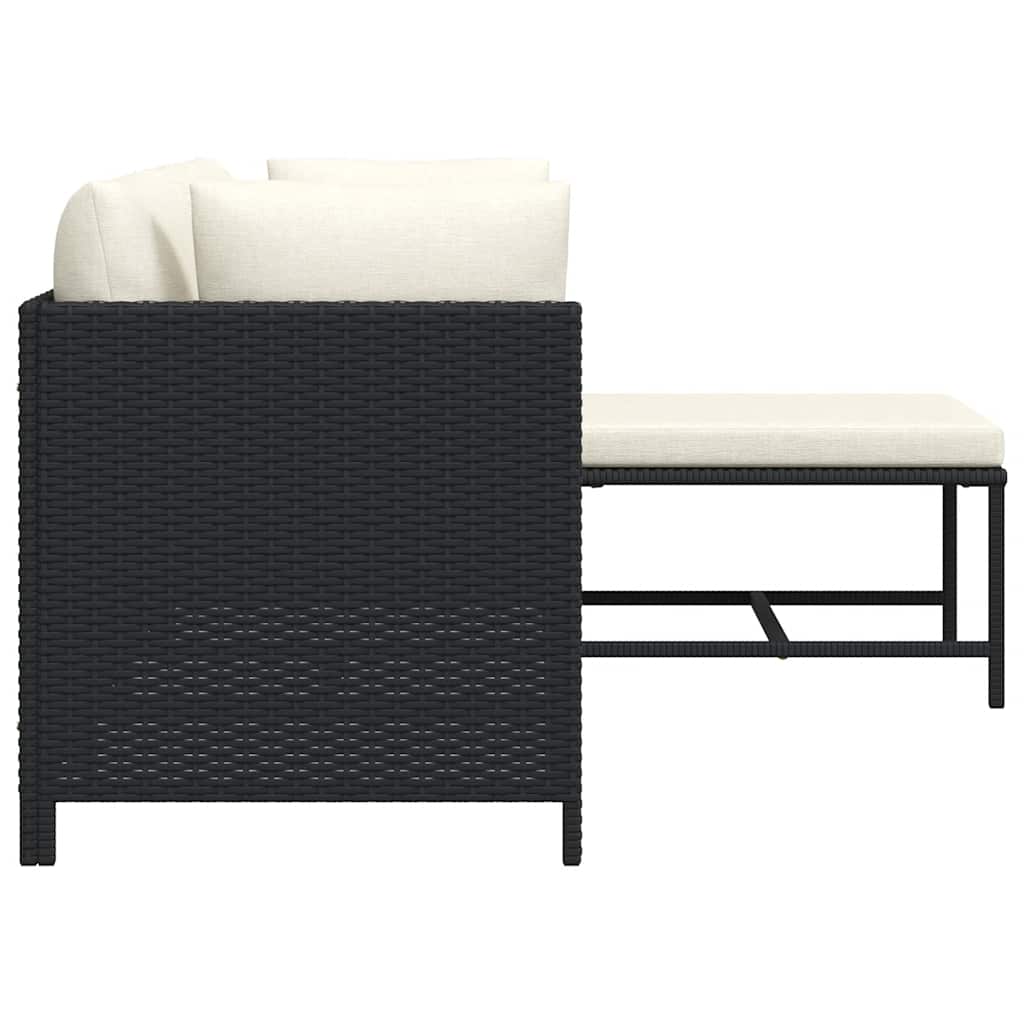 vidaXL 4-częściowa sofa ogrodowa, poduszki, rattan PE, czarna