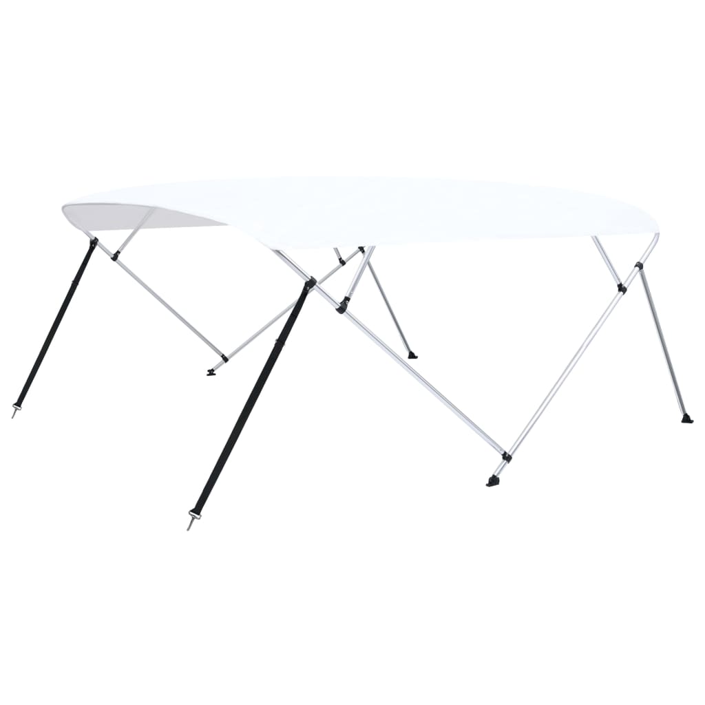 vidaXL Daszek bimini do łodzi, 4 pałąki, biały, 243x(230-244)x137 cm