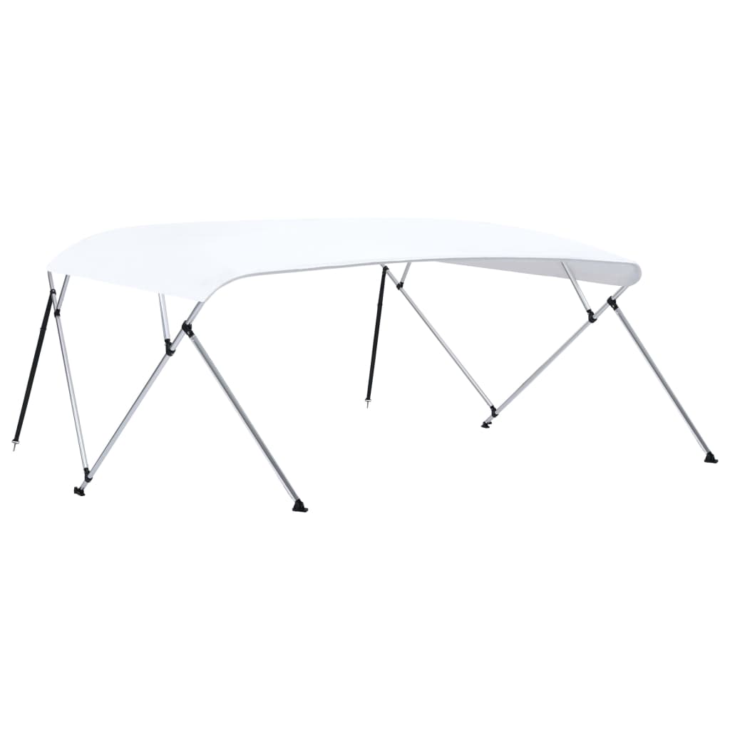 vidaXL Daszek bimini do łodzi, 4 pałąki, biały, 243x(230-244)x137 cm